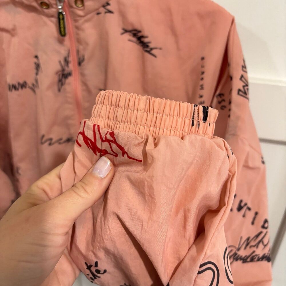 Adidas Originals RYV Allover Script Print Cropped Windbreaker Jacket Track Top - Picture 8 of 12